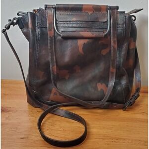 Leather Metal Frye Charlie Frame Brown Camo Purse Bag Tote Satchel‎ Crossbody